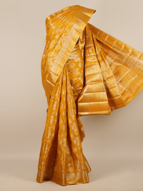 

Pothys Mustard & Gold-Toned Jute Silk Woven Design Saree