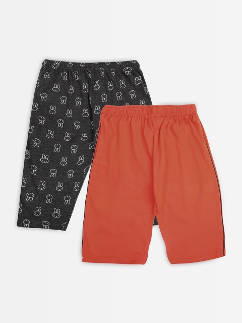 

Punkster Girls Rust & Grey Printed Regular Fit Capris