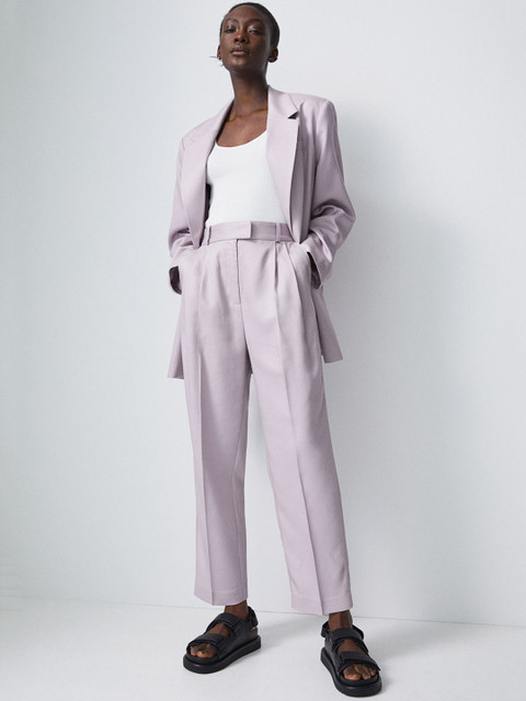 

H&M Women Lavender Solid Crease-leg Trousers