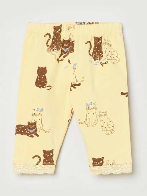 

max Girls Beige & Brown Printed Ankle-Length Leggings