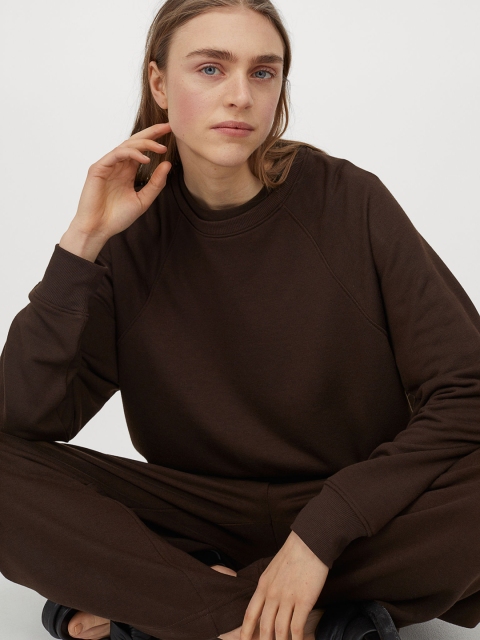 

H&M Women Brown Solid Sweatshirt