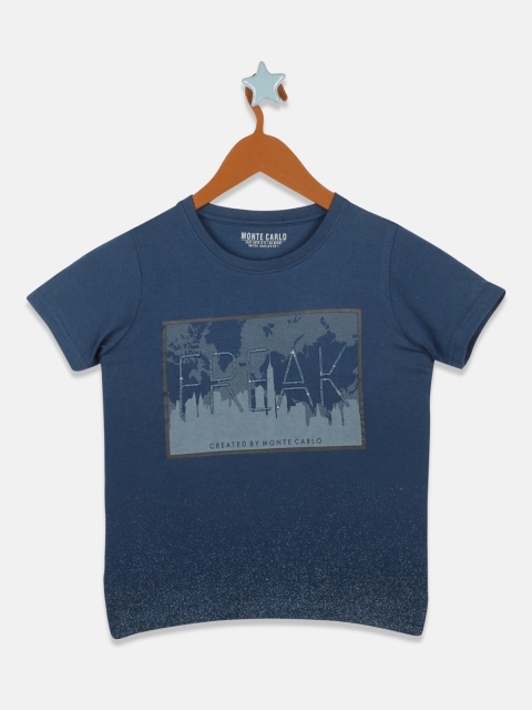 

Monte Carlo Boys Blue Printed V-Neck T-shirt