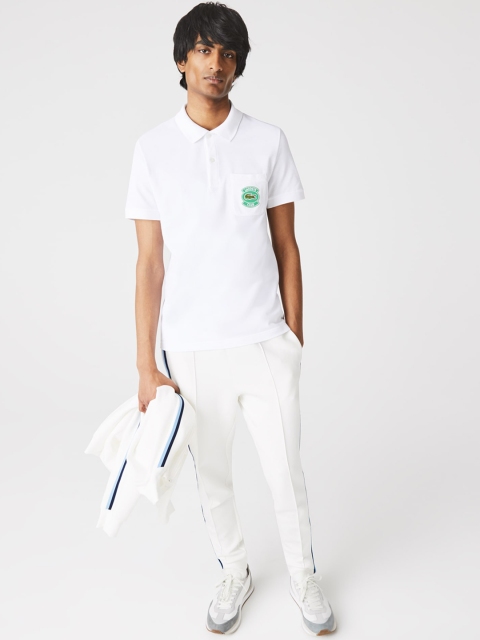 

Lacoste Men White Solid Cotton Polo Collar T-shirt