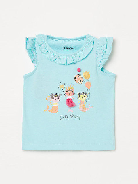 

Juniors by Lifestyle Blue Animal Printed Pure Cotton Regular Top