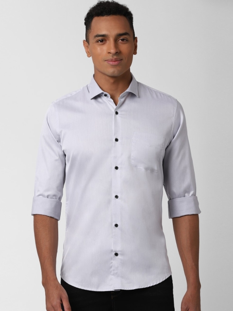 

Peter England Men Grey Slim Fit Solid Casual Cotton Shirt
