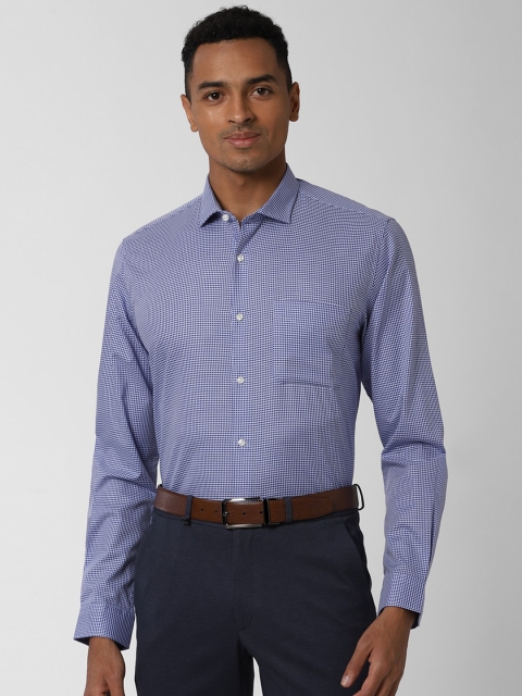 

Peter England Men Blue Regular Fit Checked Casual Shirt