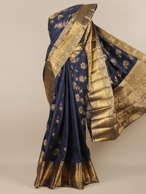 

Pothys Navy Blue Woven Design Jute Silk Saree