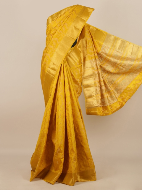

Pothys Yellow & Gold-Toned Jute Silk Woven Design Saree