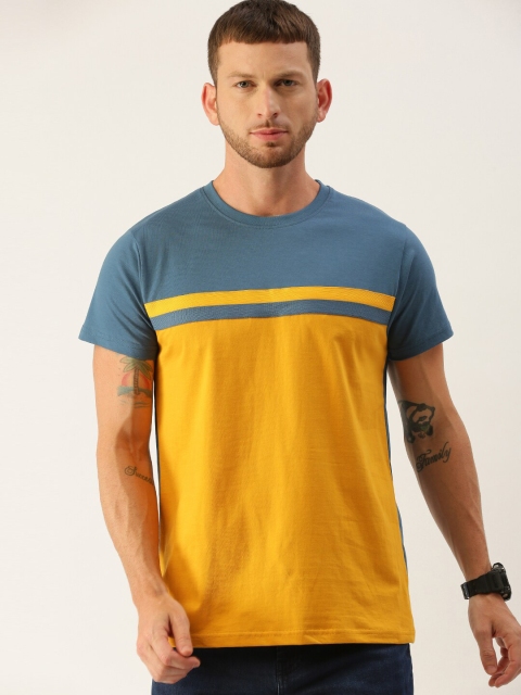 

DILLINGER Men Blue Colourblocked Round Neck T-shirt