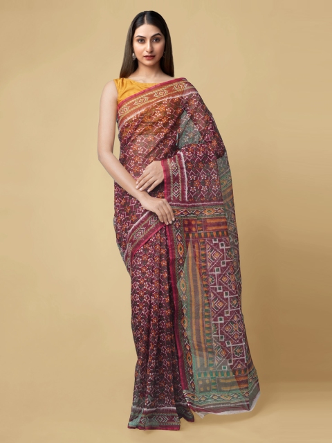 

Unnati Silks Maroon Pure Cotton Printed Kota Saree