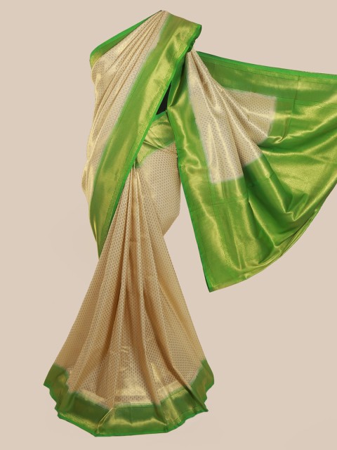

Pothys Off-White & Green Art Silk Woven Design Banarasi Saree