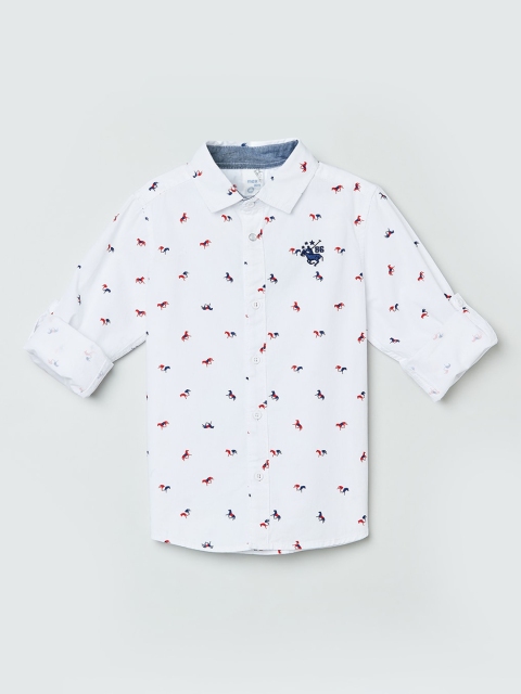 

max Boys White Regular Fit Printed Casual Shirt