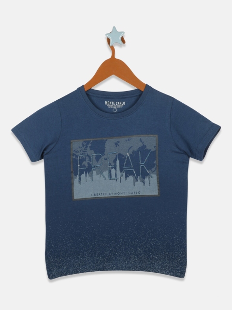 

Monte Carlo Boys Blue Printed V-Neck T-shirt