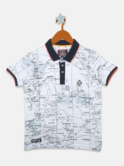 

Monte Carlo Boys Blue Printed Polo Collar T-shirt