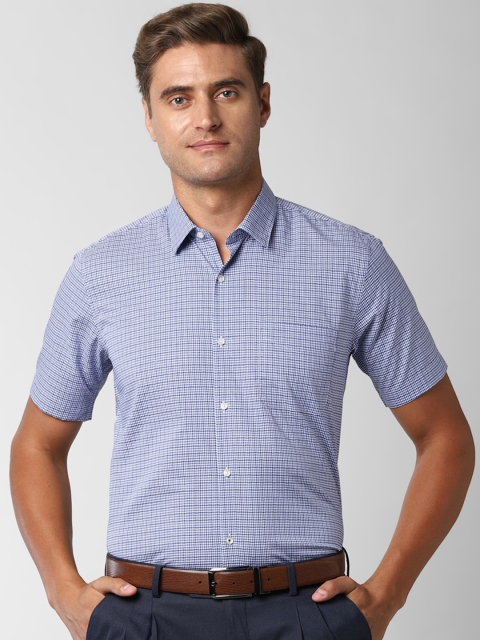 

Peter England Men Blue Regular Fit Checked Formal Shirt