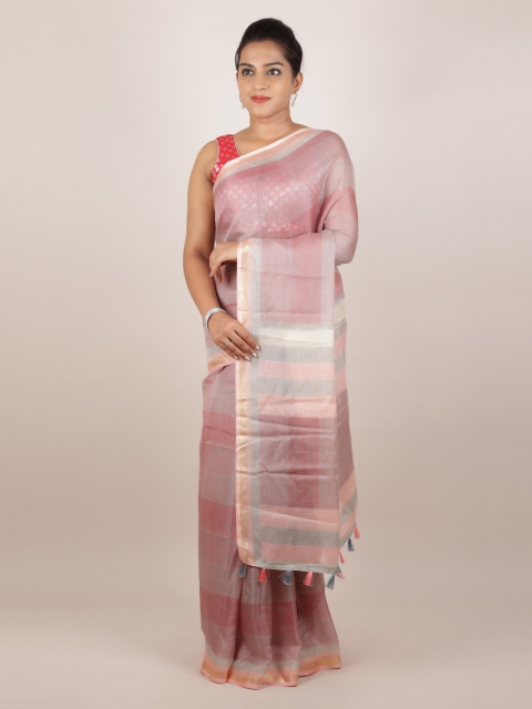

Pothys Pink Woven Design Jute Silk Saree