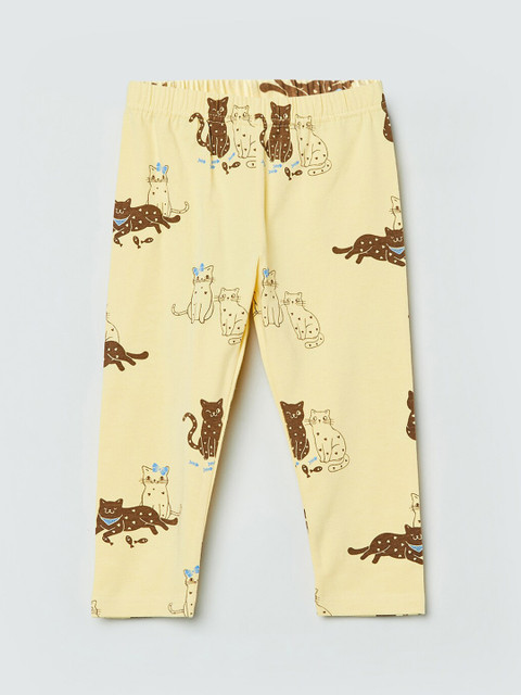 

max Girls Yellow & Brown Printed Ankle-Length Leggings