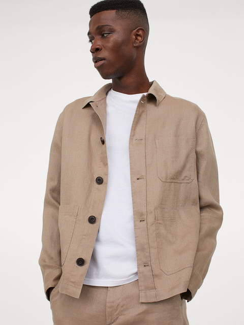 

H&M Mens Beige Linen shirt jacket