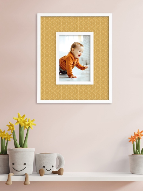 

RANDOM White & Mustard Yellow Printed Wall Photo Frame