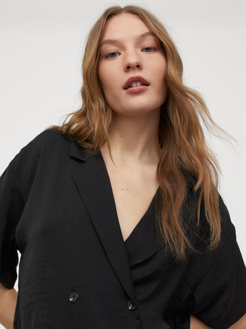 

H&M Women Black Satin Pyjamas