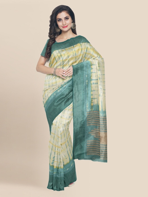 

KLM Fashion Mall Yellow & Blue Linen Blend Printed Banarasi Saree