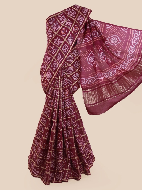 

Pothys Purple Pure Silk Printed Bandhani Saree