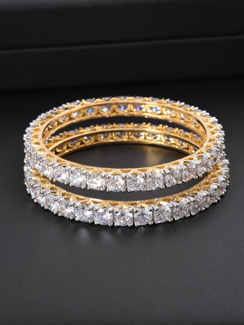 

Tistabene Women Set of 2 White & Gold-Plated Bangles