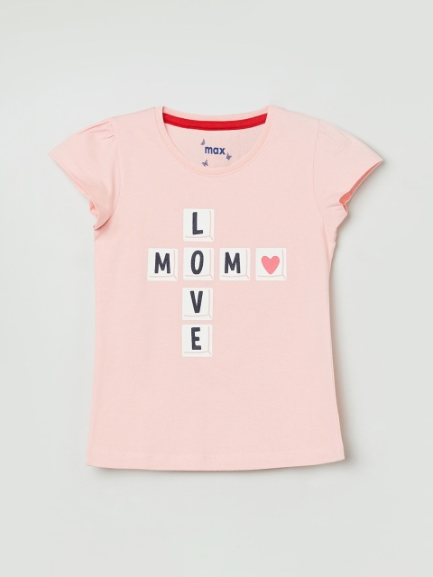 max Peach-Coloured Printed Pure Cotton Regular Top
