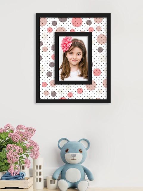 

RANDOM Off-White & Pink Printed Synthetic MDF Wood Individual Wall Photo Frame