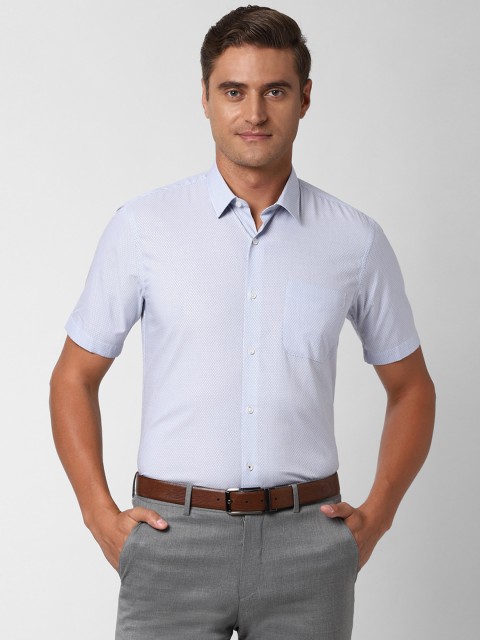 

Peter England Men Blue Regular Fit Self Design Formal Shirt