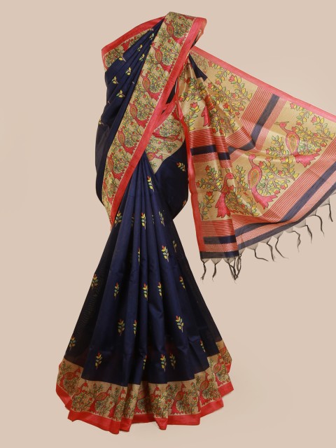 

Pothys Blue Woven Design Jute Silk Saree