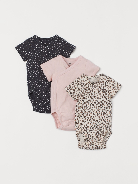 

H&M Unisex Kids Multicoloured 3-Pack Wrapover Bodysuits, Multi