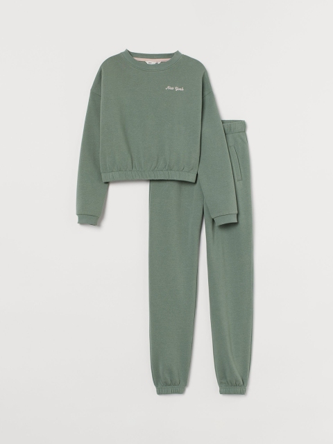 

H&M Girls Green Solid 2-Piece Sustainable Set