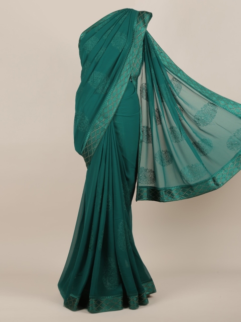 

Pothys Green Woven Design Poly Chiffon Saree