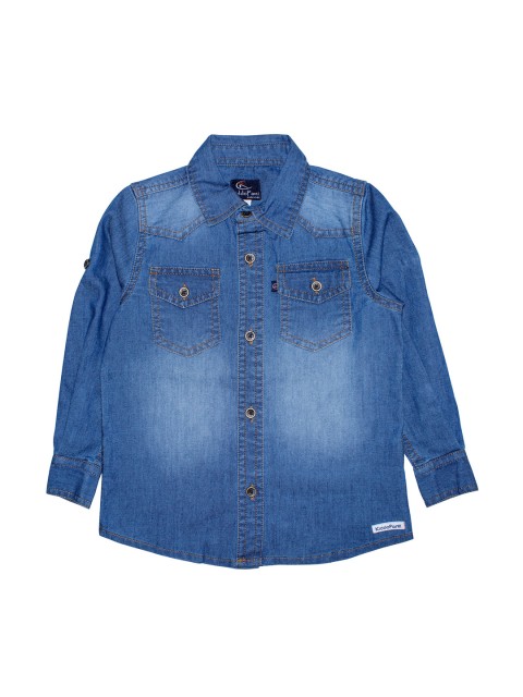 

KiddoPanti Boys Blue Regular Fit Faded Cotton Casual Shirt