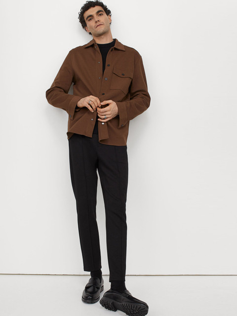 

H&M Men Brown Solid Shirt Jacket