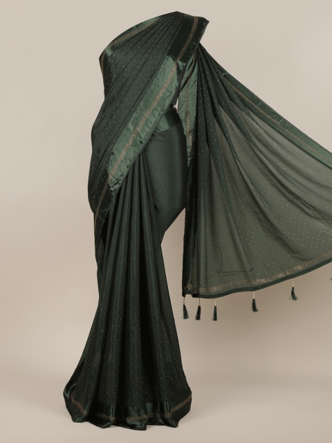 

Pothys Green Solid Poly Georgette Saree