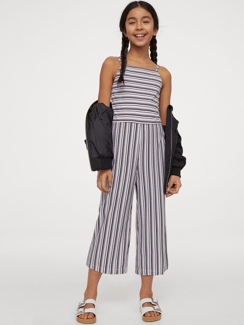 

H&M Girls White Colored Ribbed jumpsuit