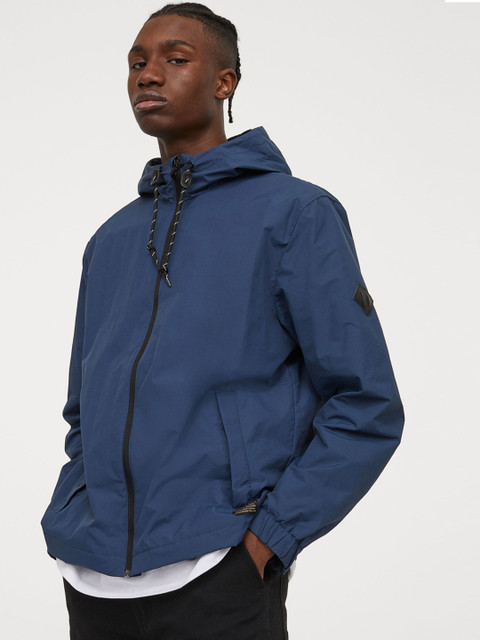 

H&M Men Blue Solid Nylon windbreaker