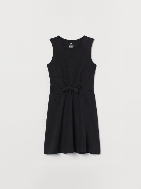 

H&M Girls Black Solid Tie-Detail Dress