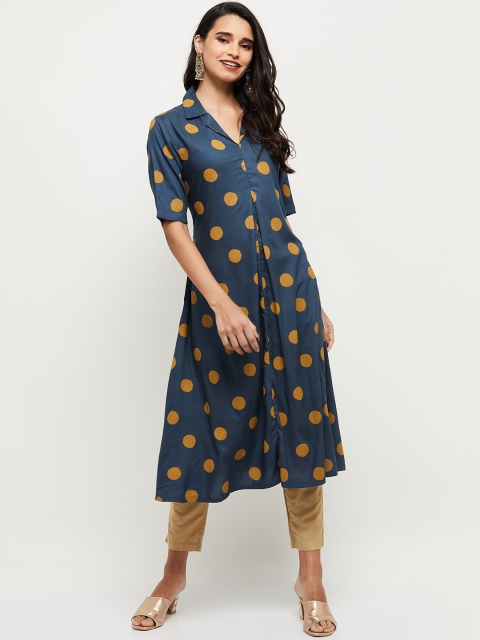 

max Women Blue Printed Kurta