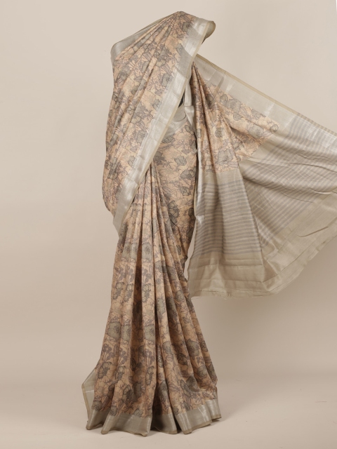 

Pothys Cream-Coloured Printed Jute Silk Saree