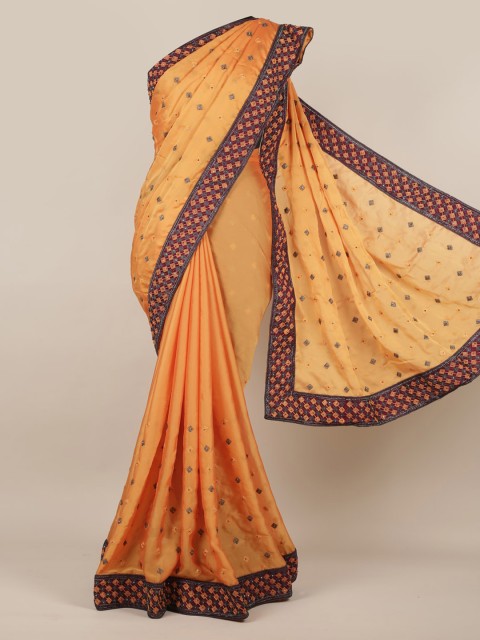 

Pothys Orange Embellished Poly Chiffon Saree
