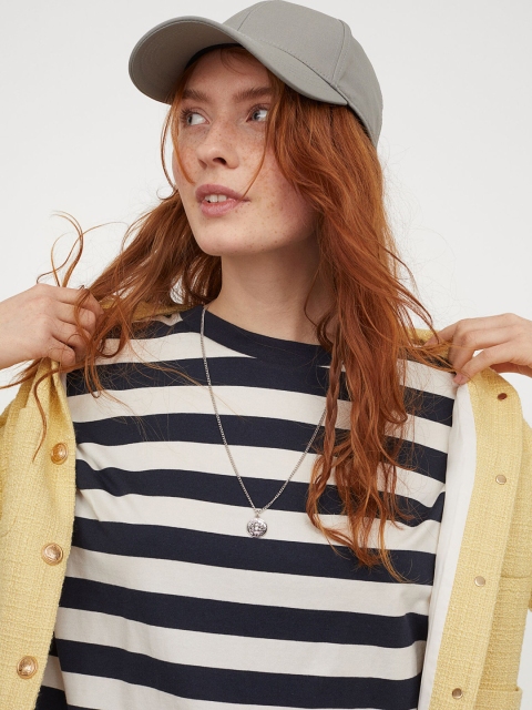 

H&M Women Navy Blue & White Cotton T-shirt Dress