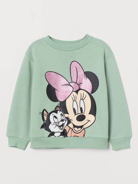 

H&M Girls Green Minnie Mouse Printed Sweatshirt