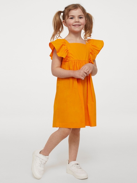 

H&M Girls Orange Flounce-Trimmed Dress