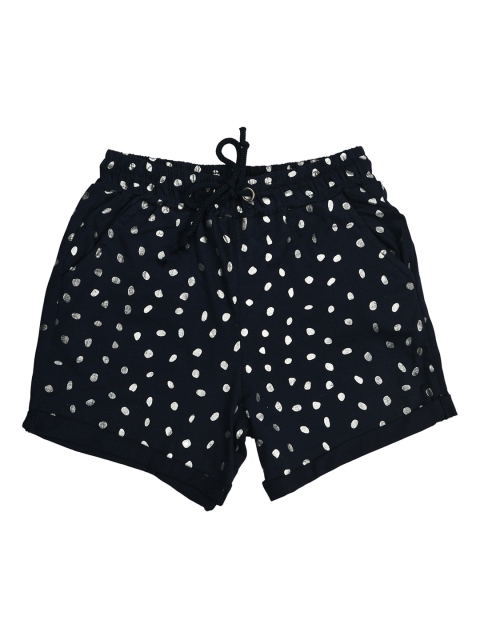 

ORANGE PUMPKKIN Girls Black Printed Regular Fit Regular Shorts