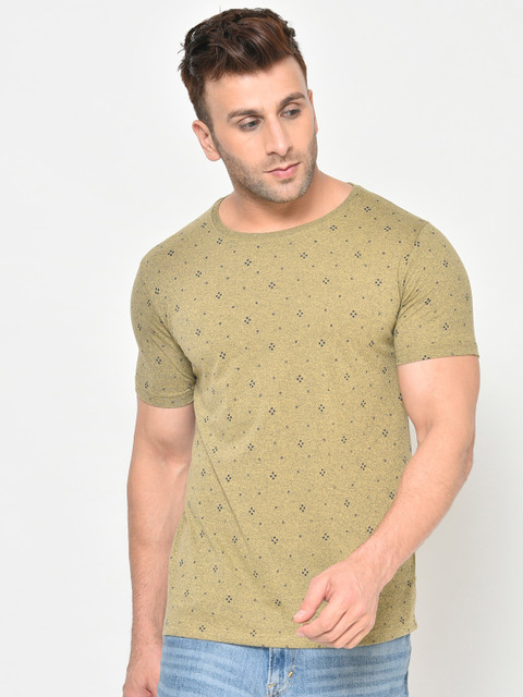 

Chkokko Men Navy Blue Printed Round Neck T-shirt