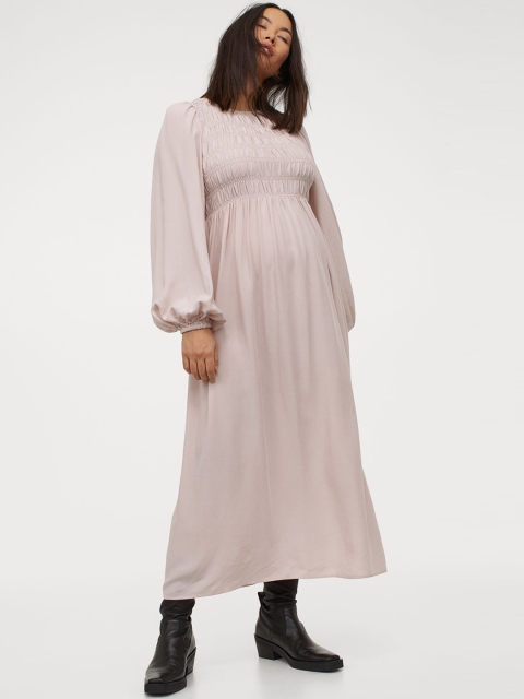 

H&M Women Pink Solid MAMA Smock-Topped Dress