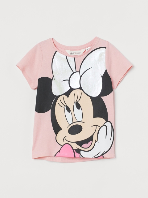 

H&M Girls Pink & Black Motif-Front Top